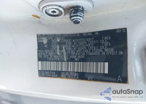 2012 Toyota Sienna Base V6 7 Passenger z USA, uszkodzony, nr VIN 5TDZK3DC8CS268271